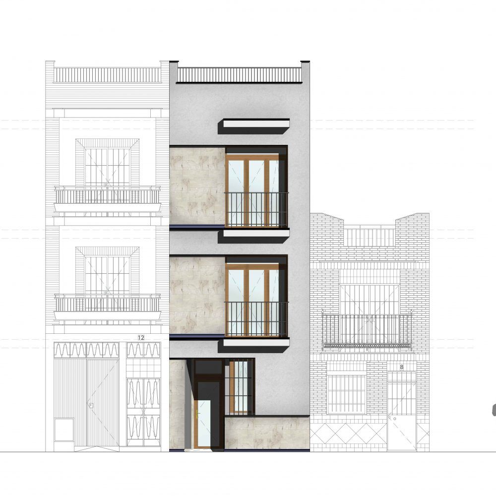 Apartamentos entre medianeras_Alzado_1