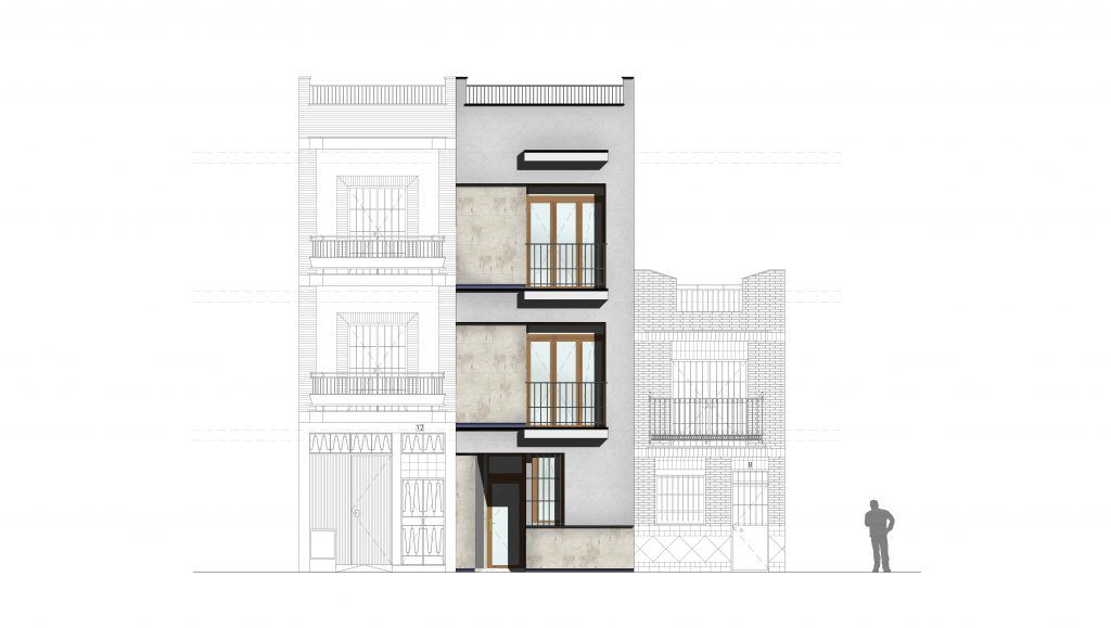 Apartamentos entre medianeras_Alzado_1