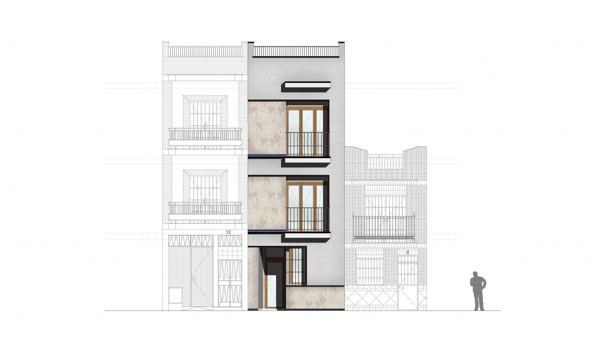 Apartamentos entre medianeras_Alzado_1