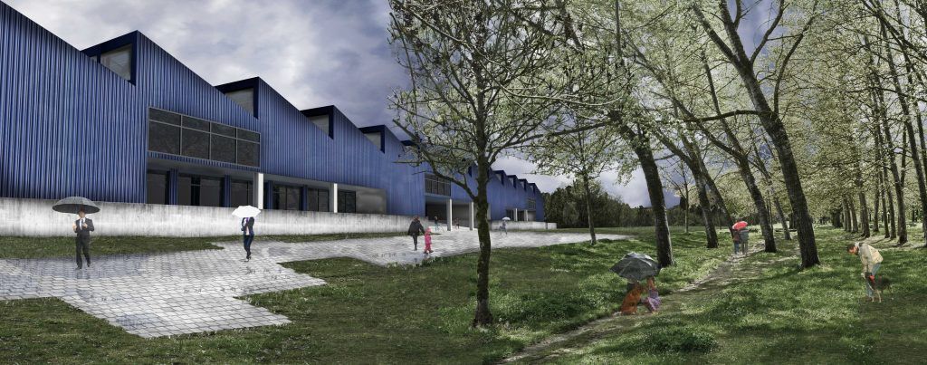 Coworking residencial en Pamplona_Perspectiva exterior_1